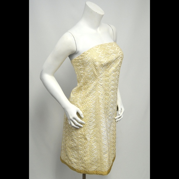 Banana Republic Gold & Ivory Strapless Dress NYE! - Picture 2 of 8